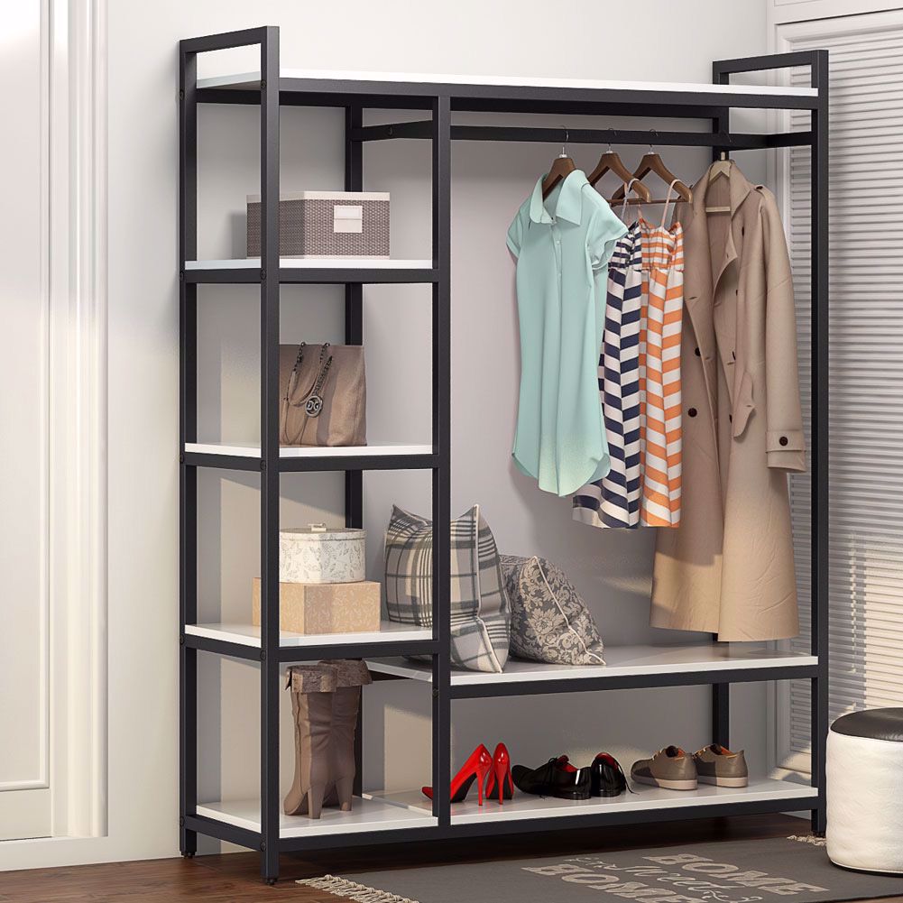Closet Organizer with 6 Shelves and Hanging Bar